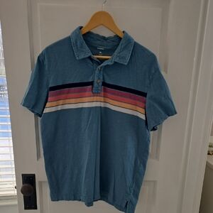 Sonoma Blue Polo with Multicolor Stripes